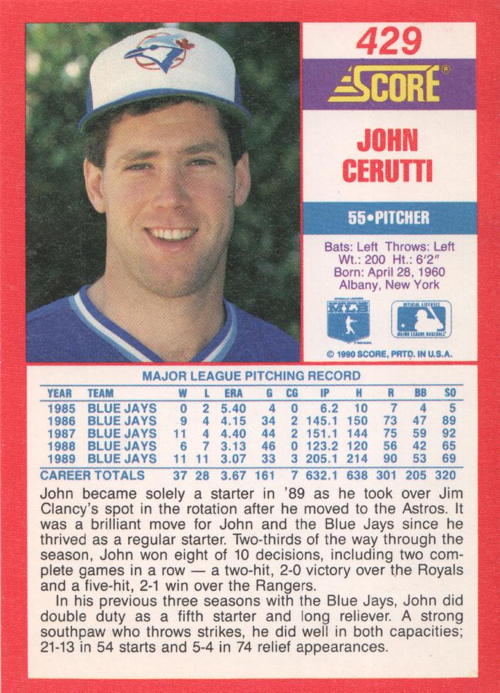 John Cerutti  baseball card collectible - Main Image 2