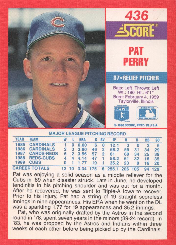 Pat Perry  baseball card collectible - Main Image 2