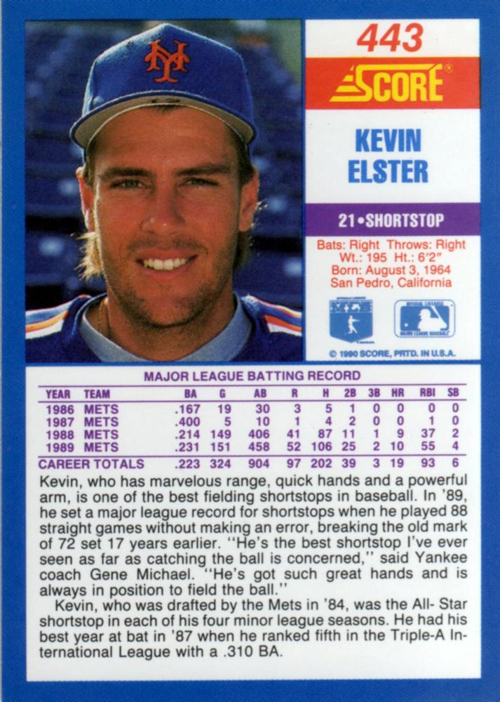 Kevin Elster  baseball card collectible - Main Image 2