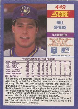 Bill Spiers  baseball card collectible - Main Image 2