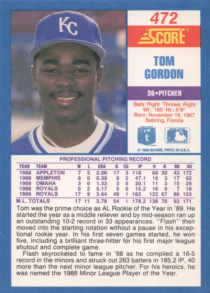 Tom Gordon  baseball card collectible - Main Image 2
