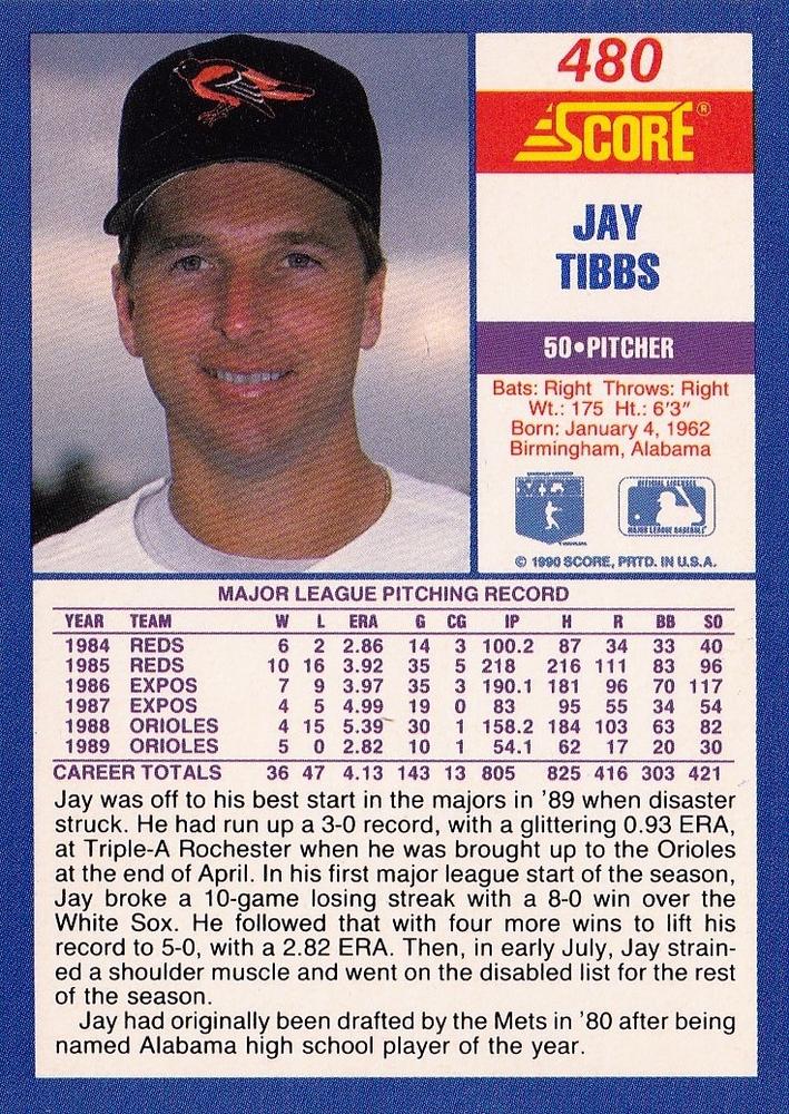 Jay Tibbs  baseball card collectible - Main Image 2