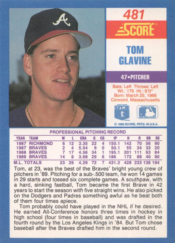 Tom Glavine  baseball card collectible - Main Image 2