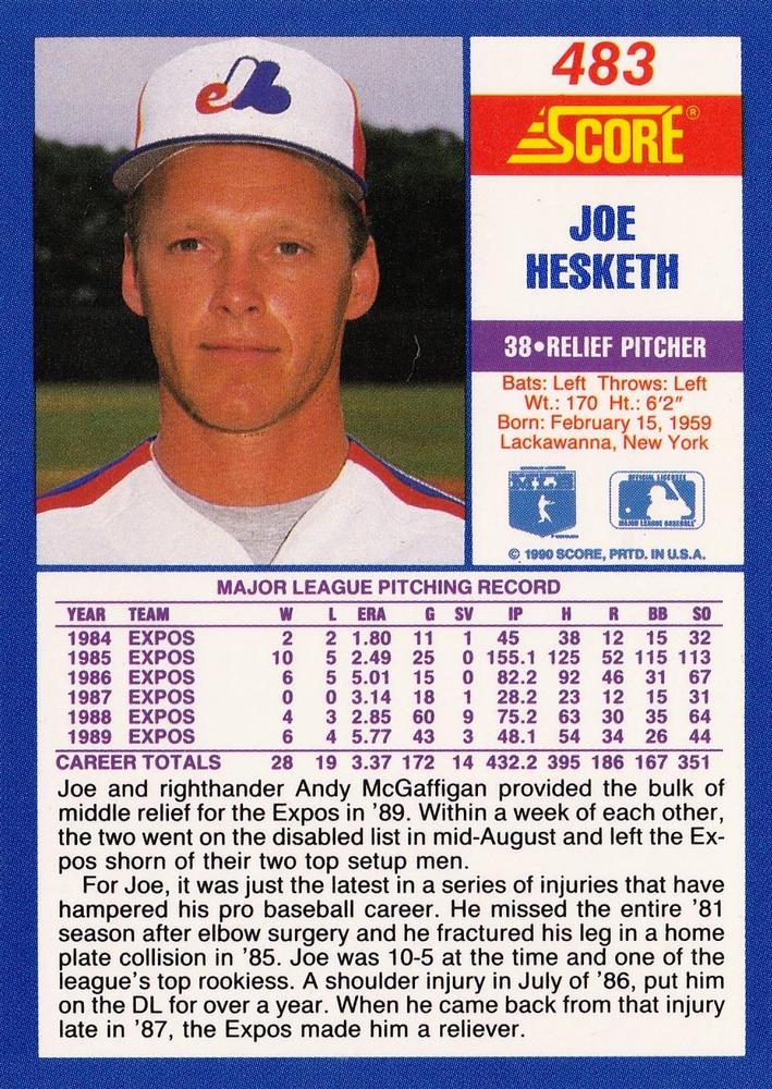 Joe Hesketh  baseball card collectible - Main Image 2