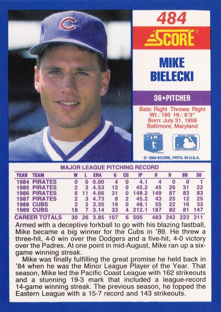 Mike Bielecki  baseball card collectible - Main Image 2