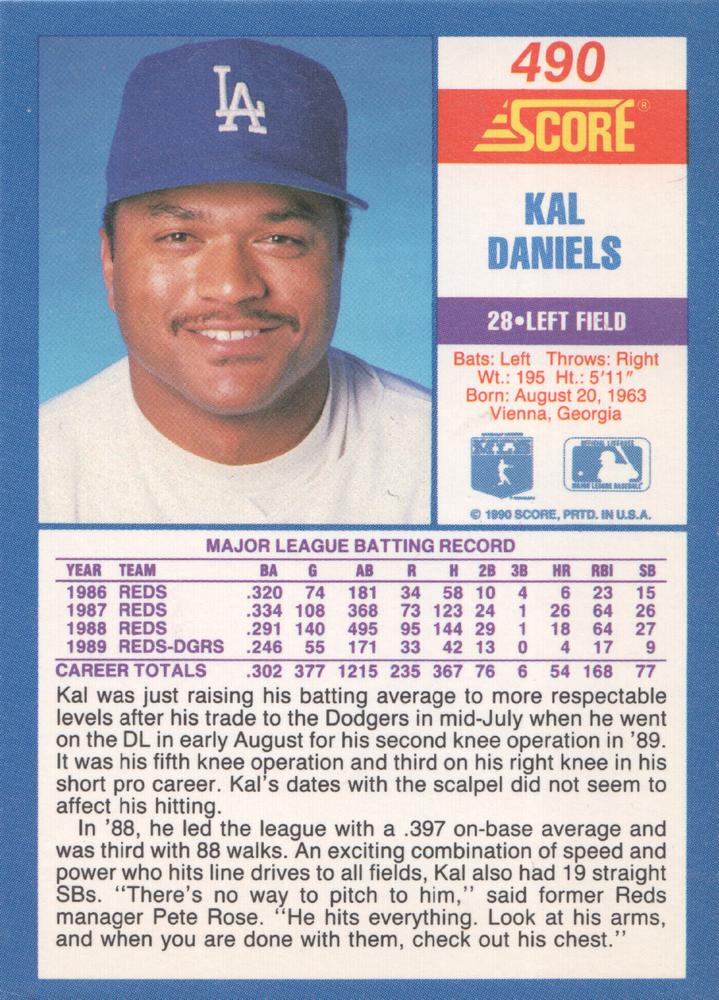 Kal Daniels  baseball card collectible - Main Image 2