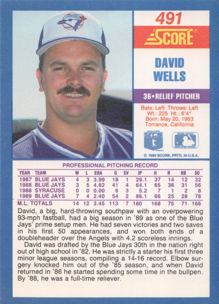 David Wells  baseball card collectible - Main Image 2