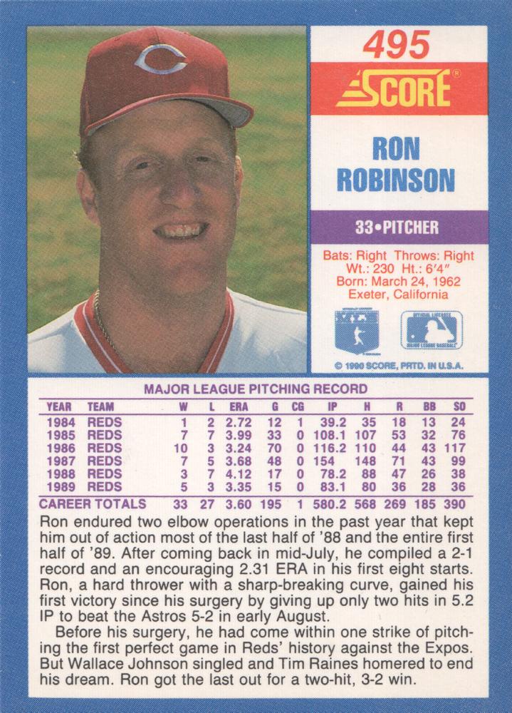 Ron Robinson  baseball card collectible - Main Image 2