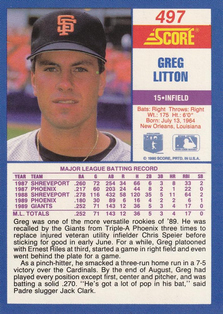 Greg Litton  baseball card collectible - Main Image 2