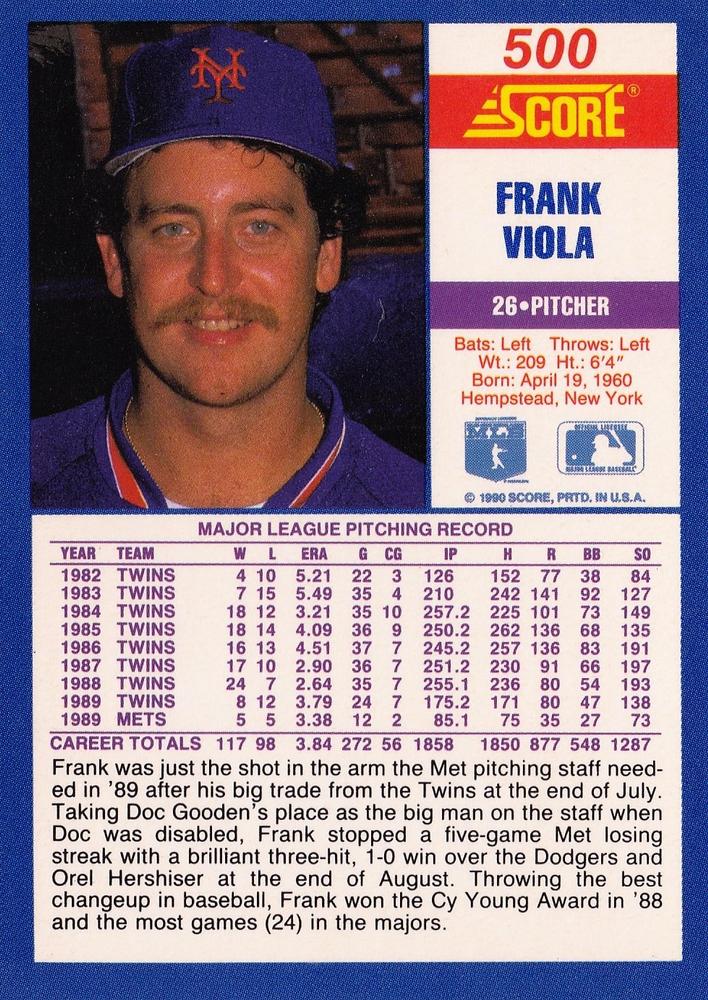 Frank Viola  baseball card collectible - Main Image 2