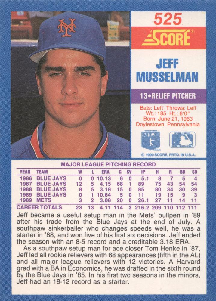 Jeff Musselman  baseball card collectible - Main Image 2