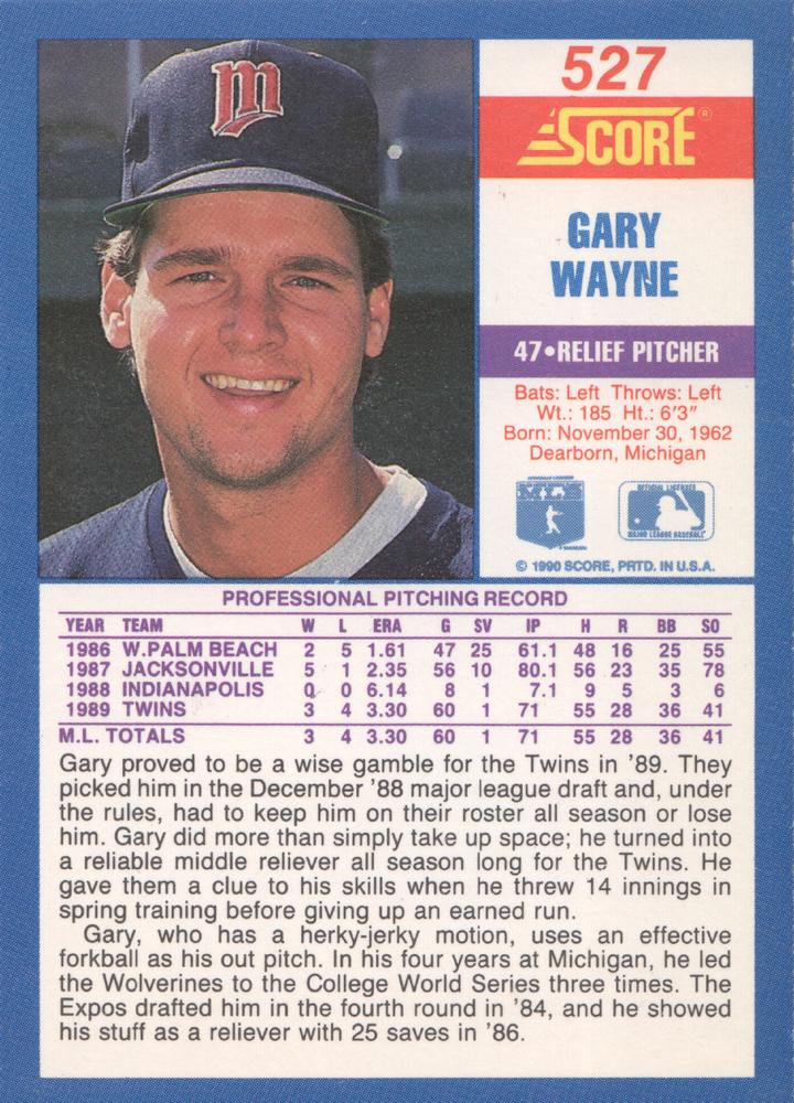 Gary Wayne  baseball card collectible - Main Image 2