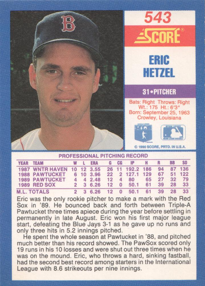 Eric Hetzel  baseball card collectible - Main Image 2