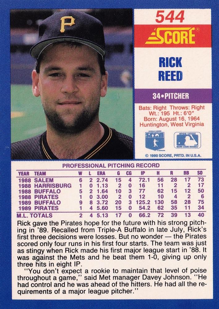 Rick Reed  baseball card collectible - Main Image 2