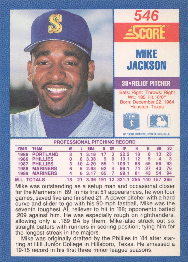 Mike Jackson  baseball card collectible - Main Image 2