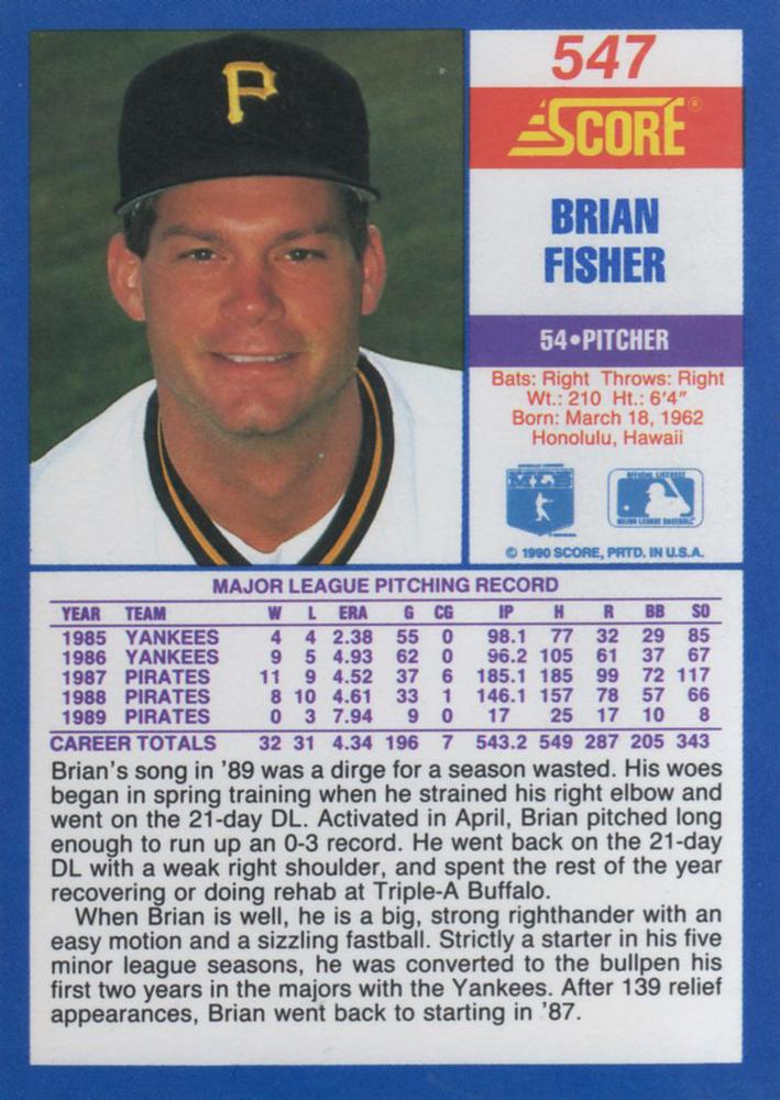 Brian Fisher  baseball card collectible - Main Image 2