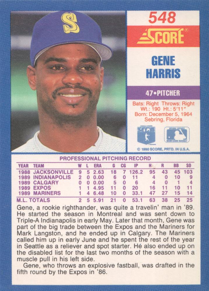 Gene Harris  baseball card collectible - Main Image 2