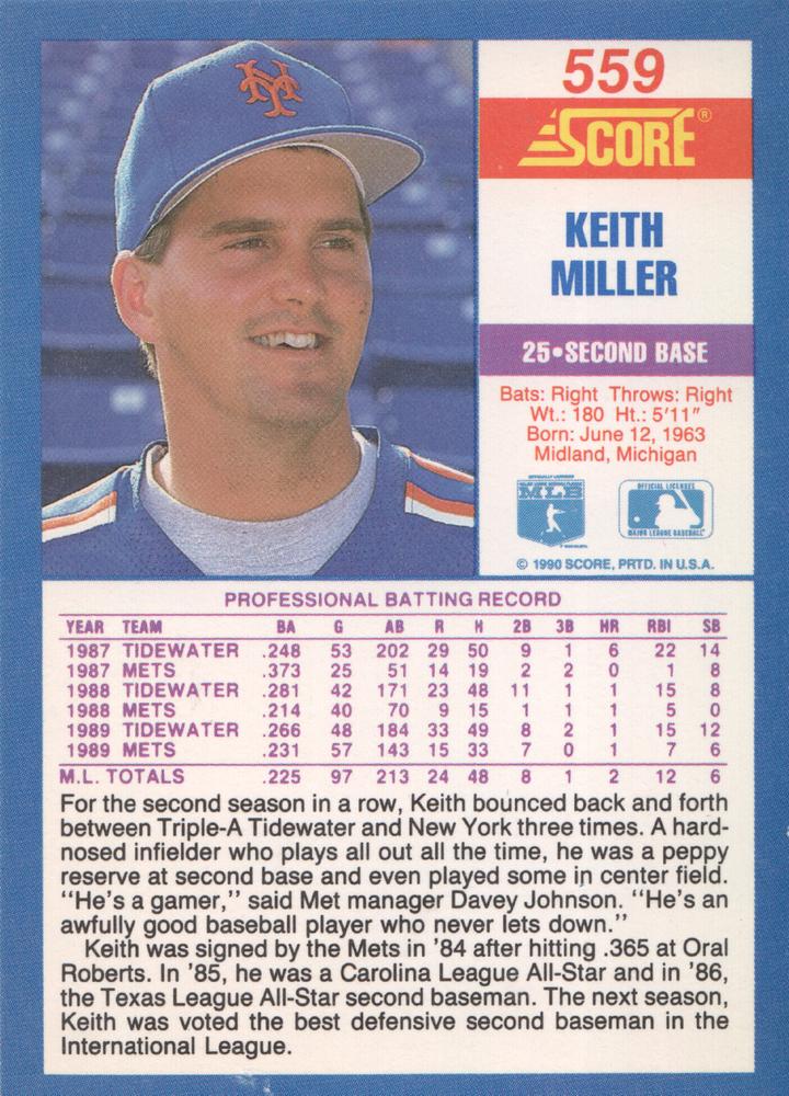 Keith Miller  baseball card collectible - Main Image 2