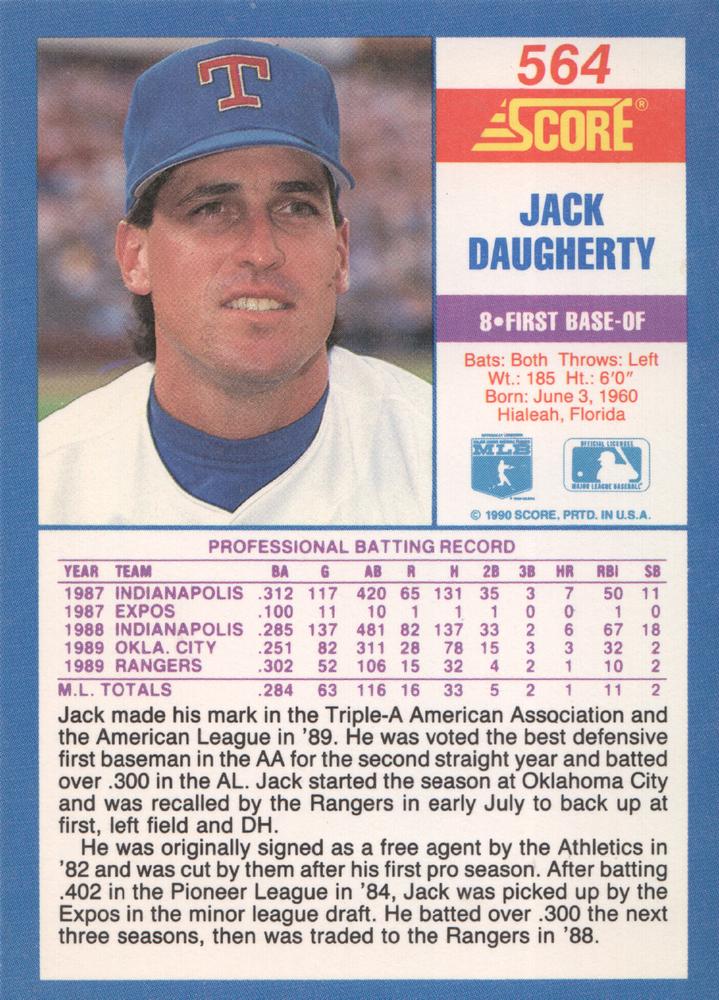 Jack Daugherty  baseball card collectible - Main Image 2