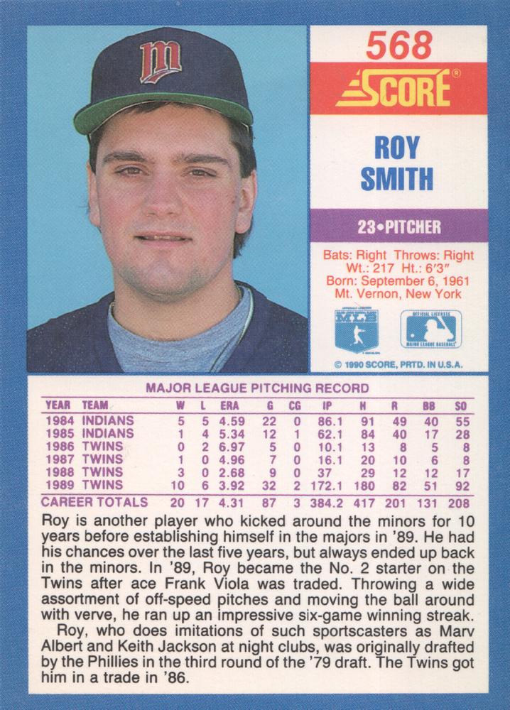 Roy Smith  baseball card collectible - Main Image 2