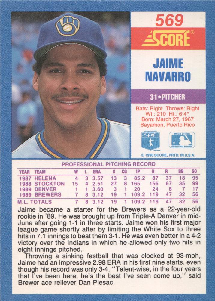 Jaime Navarro  baseball card collectible - Main Image 2