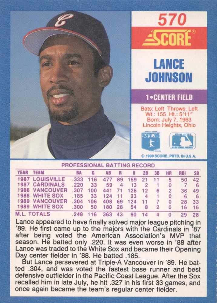 Lance Johnson  baseball card collectible - Main Image 2