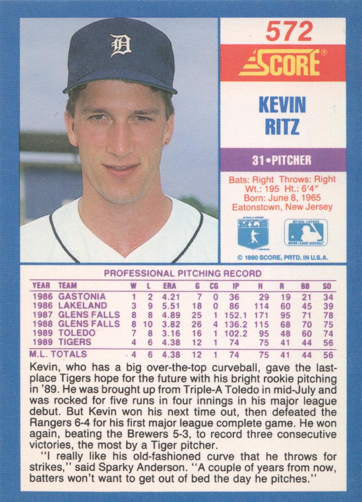 Kevin Ritz  baseball card collectible - Main Image 2