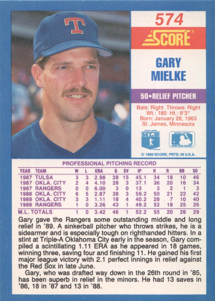 Gary Mielke  baseball card collectible - Main Image 2