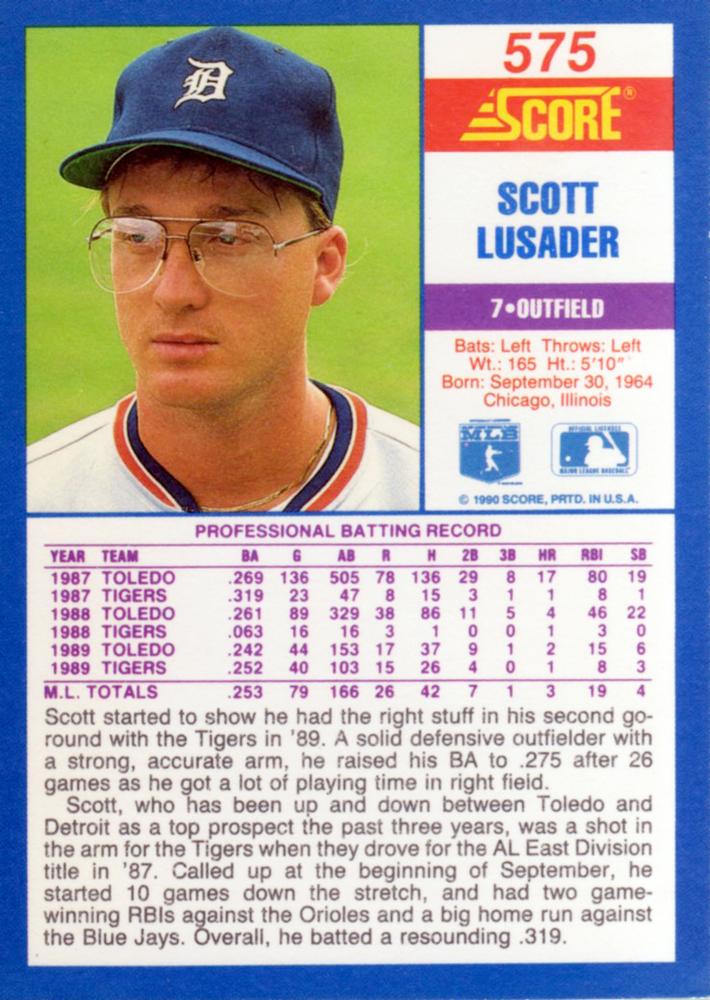 Scott Lusader  baseball card collectible - Main Image 2