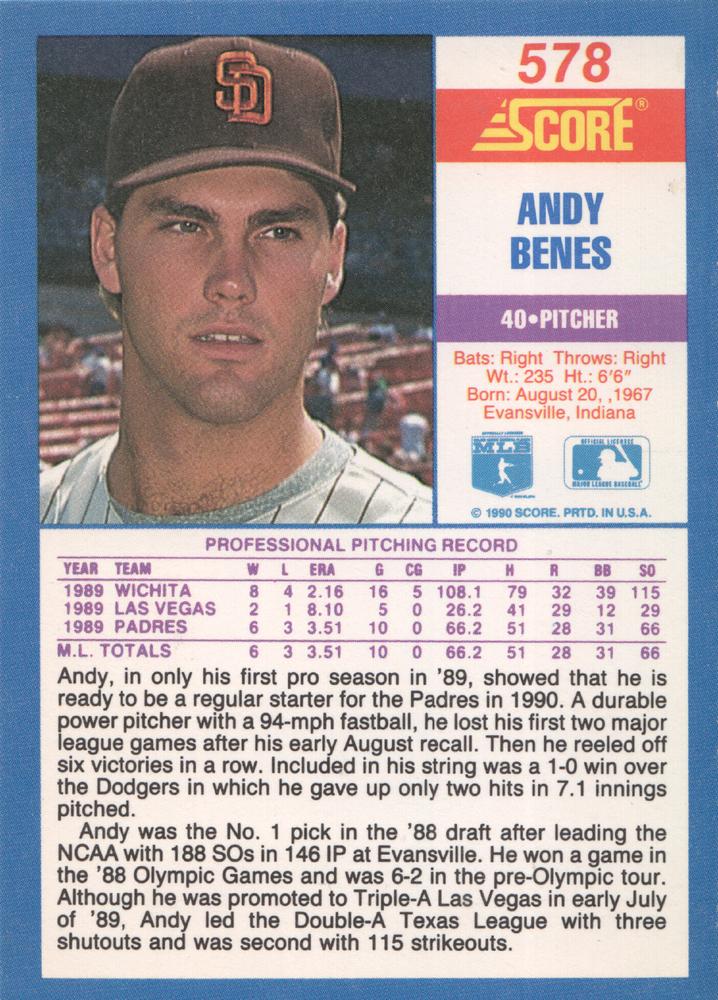 Andy Benes  baseball card collectible - Main Image 2