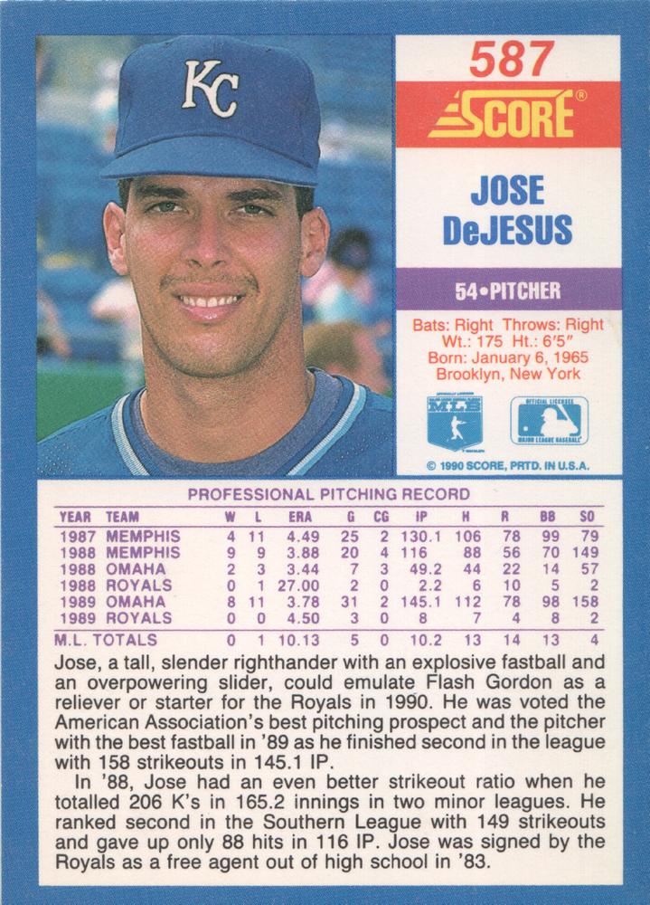 Jose DeJesus  baseball card collectible - Main Image 2
