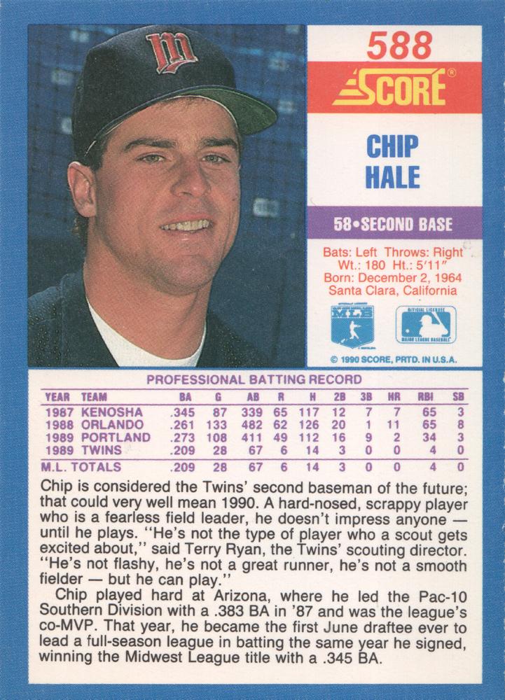 Chip Hale  baseball card collectible - Main Image 2