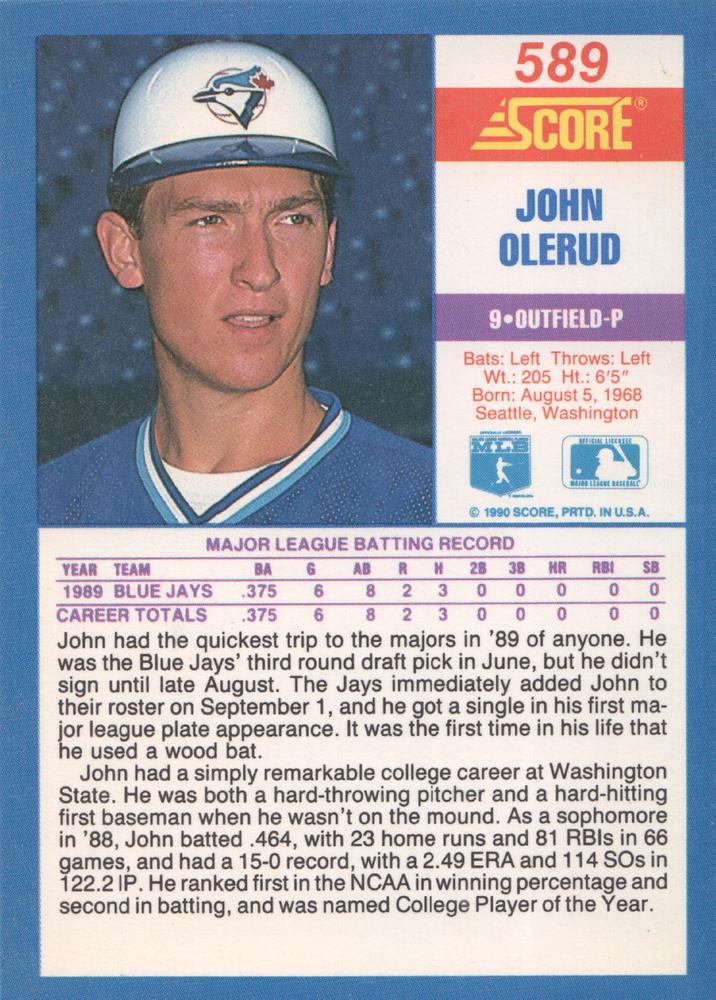 John Olerud  baseball card collectible - Main Image 2