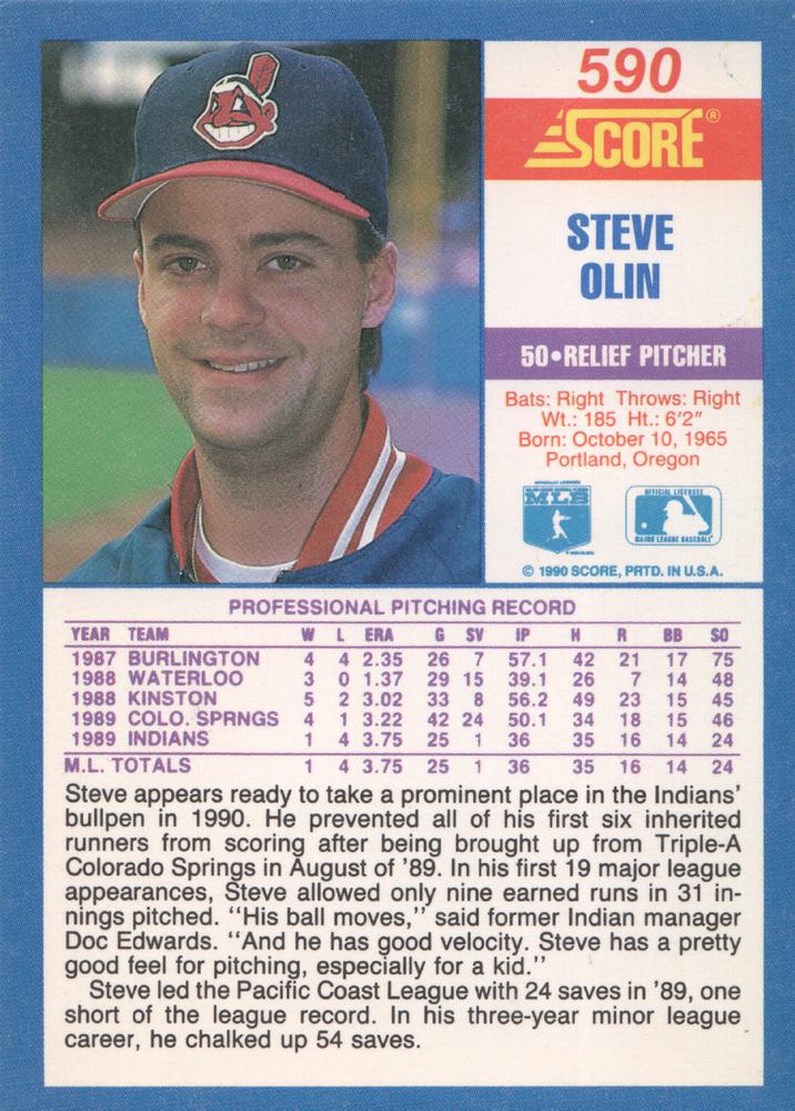 Steve Olin  baseball card collectible - Main Image 2