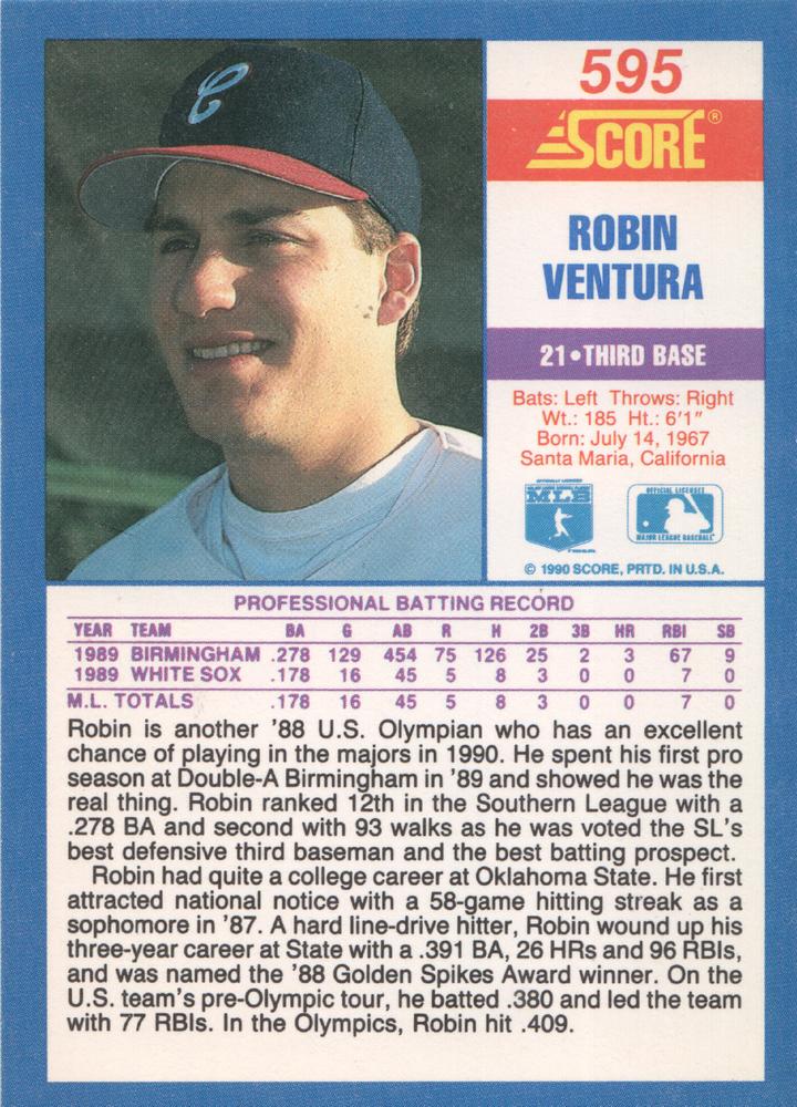 Robin Ventura  baseball card collectible - Main Image 2