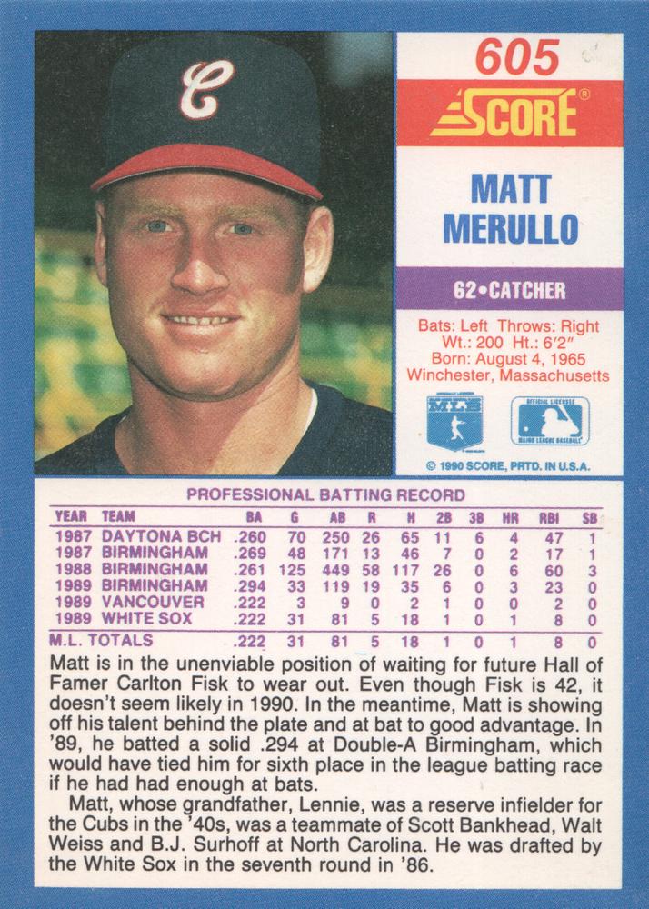 Matt Merullo  baseball card collectible - Main Image 2