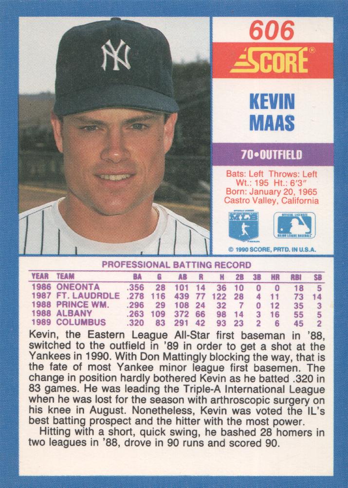 Kevin Maas  baseball card collectible - Main Image 2