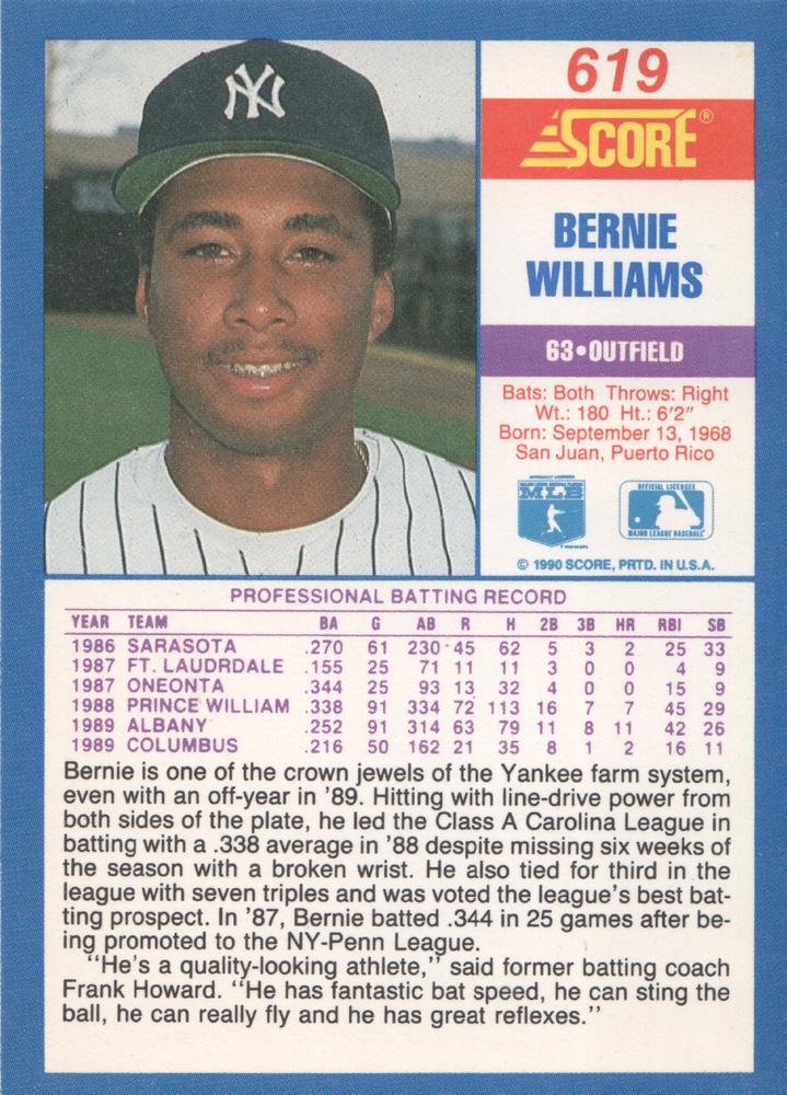 Bernie Williams  baseball card collectible - Main Image 2