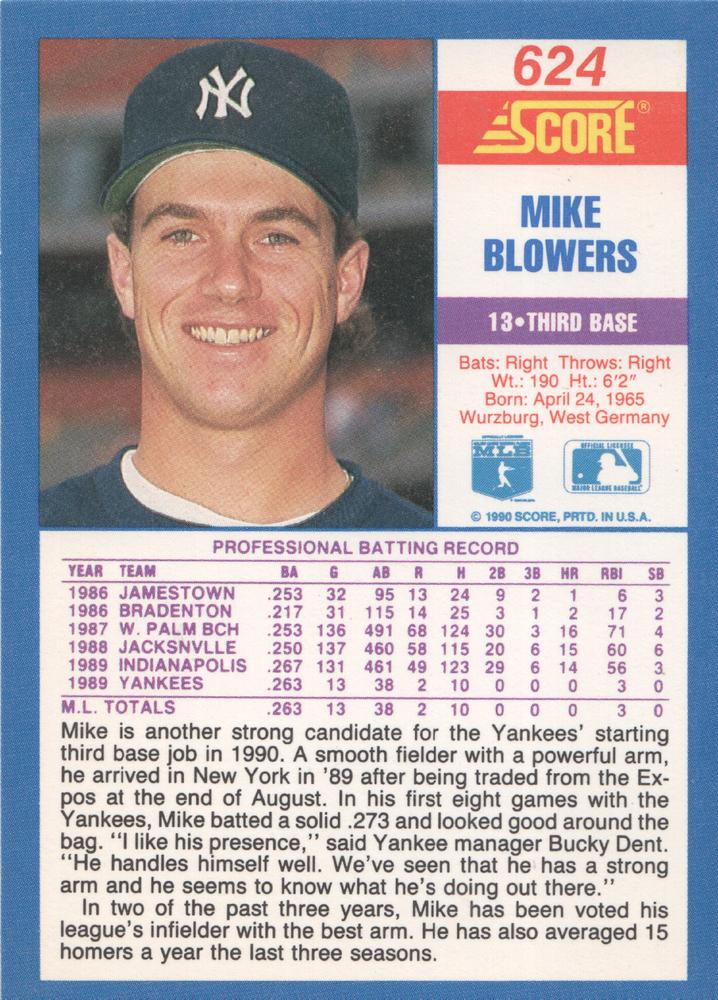 Mike Blowers  baseball card collectible - Main Image 2