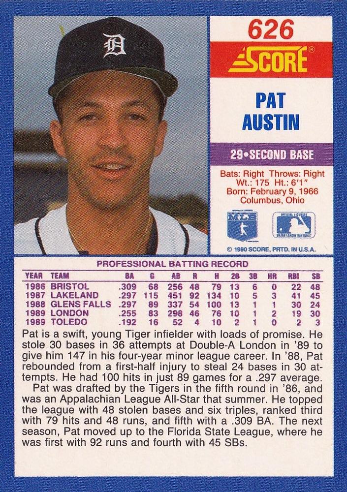 Pat Austin  baseball card collectible - Main Image 2