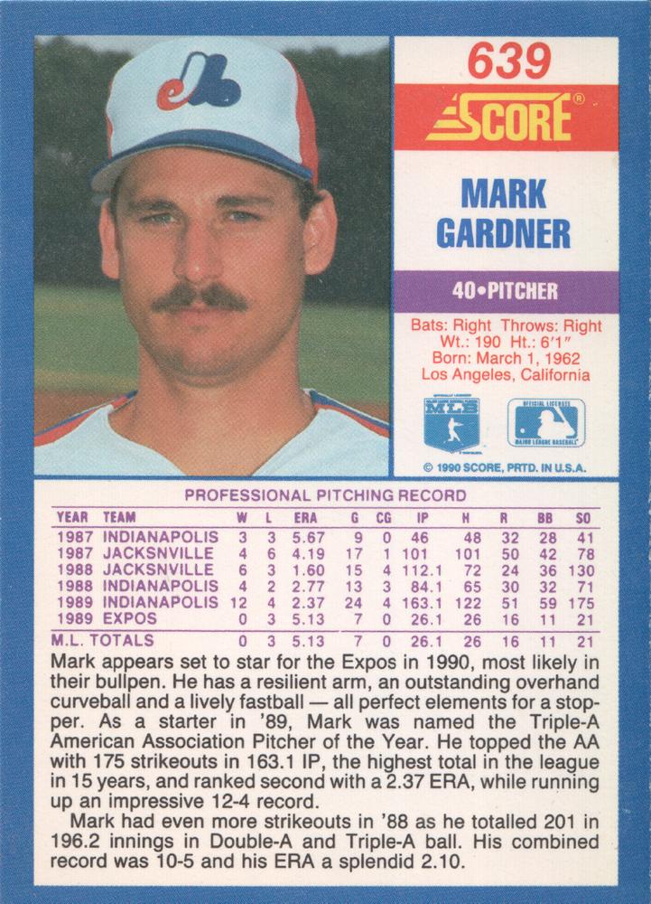 Mark Gardner  baseball card collectible - Main Image 2