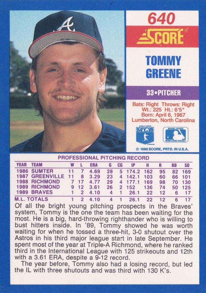 Tommy Greene  baseball card collectible - Main Image 2