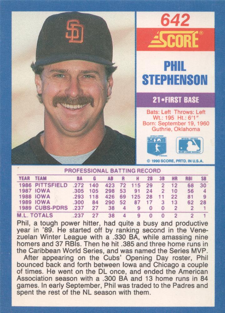 Phil Stephenson  baseball card collectible - Main Image 2
