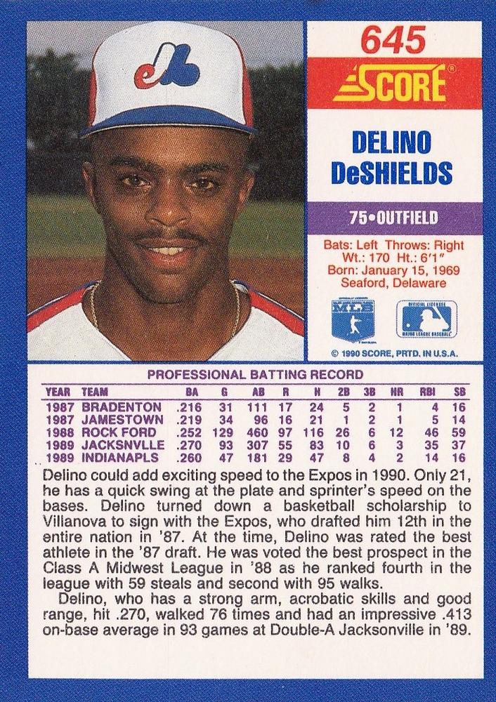 Delino DeShields  baseball card collectible - Main Image 2