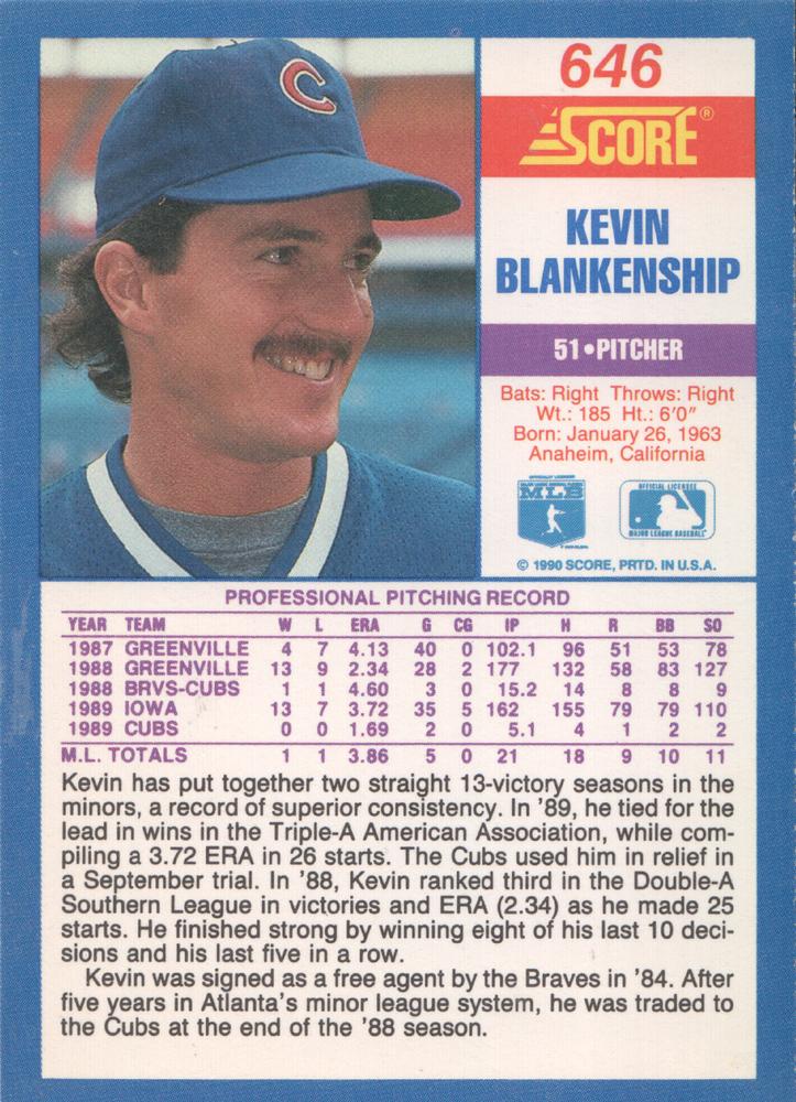 Kevin Blankenship  baseball card collectible - Main Image 2