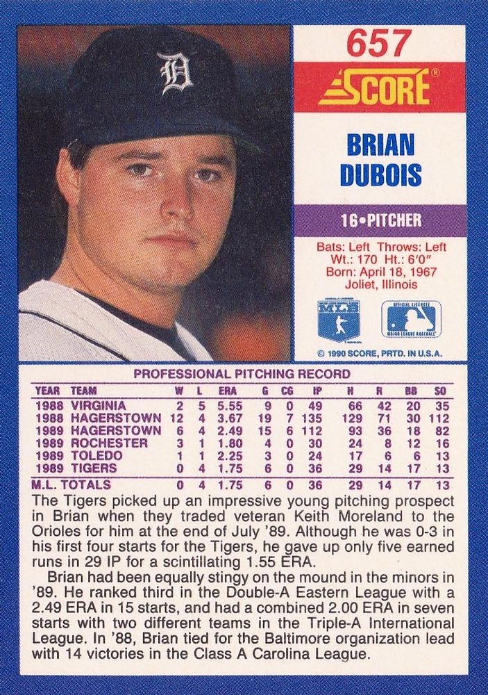 Brian DuBois  baseball card collectible - Main Image 2