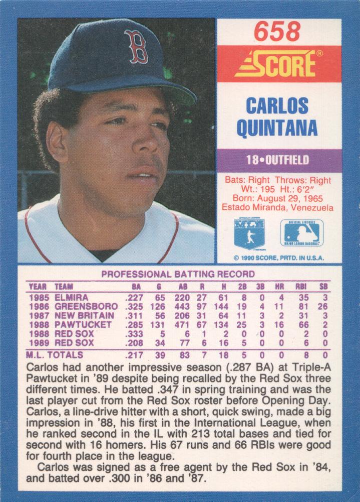 Carlos Quintana  baseball card collectible - Main Image 2