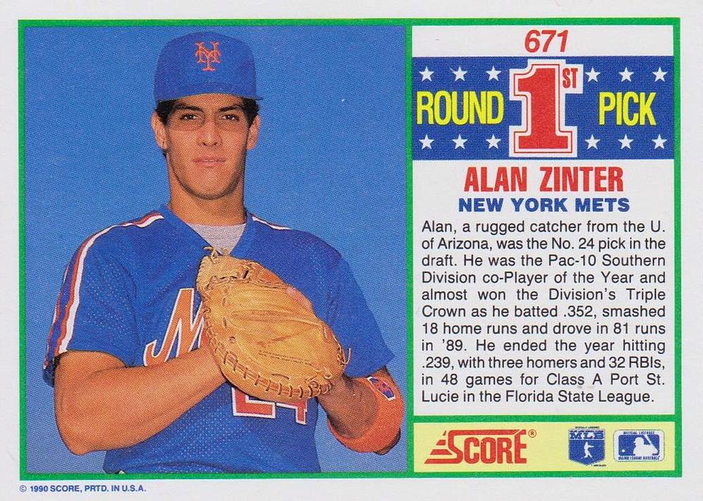 Alan Zinter  baseball card collectible - Main Image 2