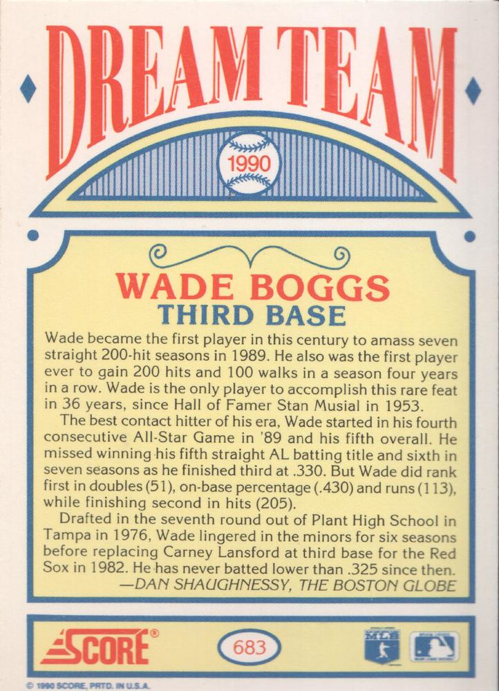 Wade Boggs  baseball card collectible - Main Image 2