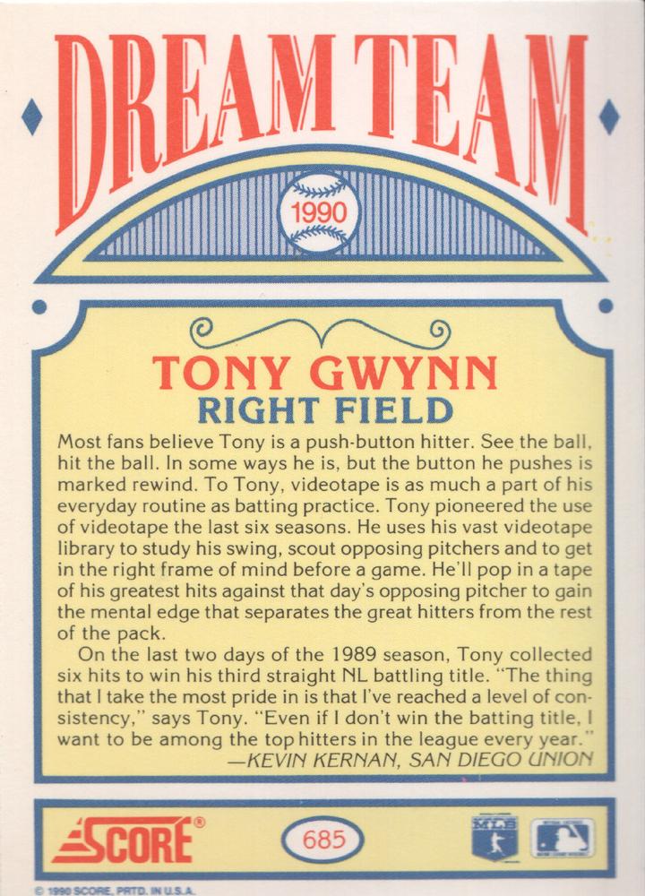 Tony Gwynn  baseball card collectible - Main Image 2